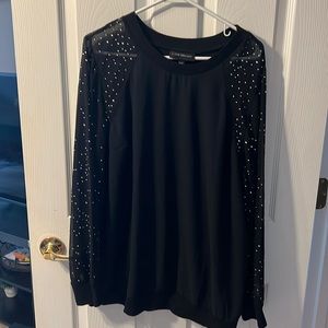 Black Raglan top with sparkle sleeves
